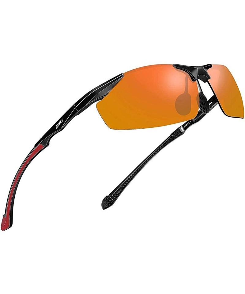 Men's Sports Glasses Polarized Sunglasses Driver Glasses Metal Frame Ultra  Light-red - CK198NCSHY6