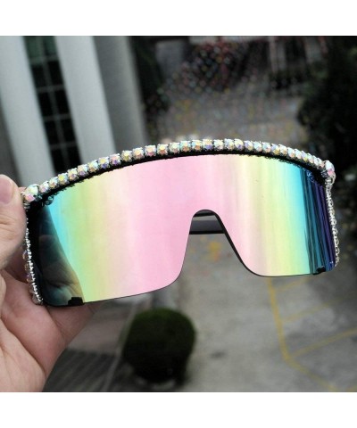 Square Retro round face 2019 exaggerated unisex one square frame diamond brand luxury designer sunglasses UV400 - CA18TS7QK35...