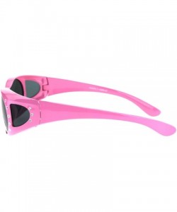 Oval Polarized Womens Rhinestone Pearl Oval Round 60mm OTG Fit Over Sunglasses - Pink - CE185GE6RI9 $14.13