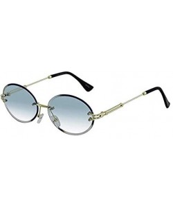 Rimless Elegant Rimless Vintage Retro Oval Gold Clear Lens Fashion Diamond Cut Edge Fashion Sunglasses - C9197IHTOAD $21.37