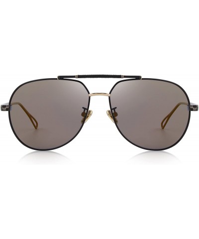 Wrap Polarized Pilot Mirrored Lens Sunglasses for men Sun Glasses S8455 - Brown Mirror - CG1888CGTLE $12.07