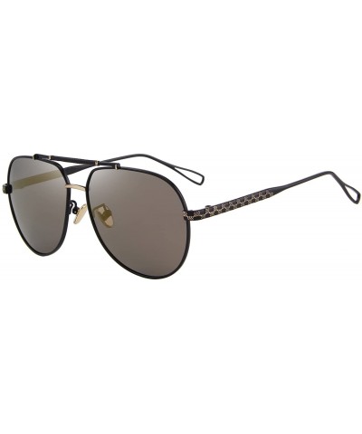 Wrap Polarized Pilot Mirrored Lens Sunglasses for men Sun Glasses S8455 - Brown Mirror - CG1888CGTLE $12.07