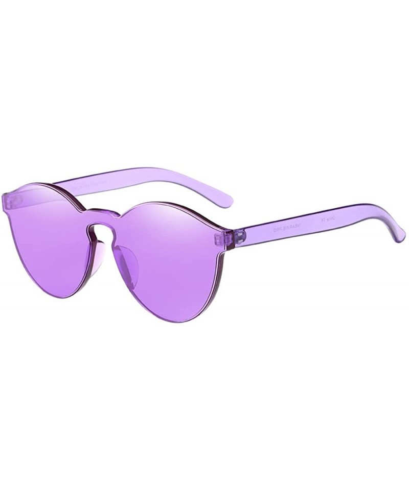 Aviator Women Fashion Cat Eye Shades Sunglasses Integrated UV Candy Colored Glasses - Purple - CU1947W9GCW $6.68