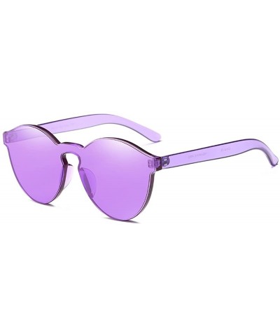 Aviator Women Fashion Cat Eye Shades Sunglasses Integrated UV Candy Colored Glasses - Purple - CU1947W9GCW $6.68