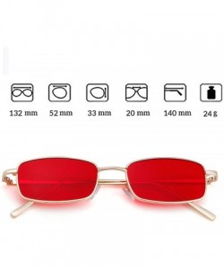 Square Vintage Sunglasses for Women Men Retro Rectangular Metal Frame Steampunk UV400 Lens - Red Gold - CA18W3R9N2S $12.66