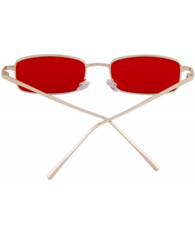 Square Vintage Sunglasses for Women Men Retro Rectangular Metal Frame Steampunk UV400 Lens - Red Gold - CA18W3R9N2S $12.66