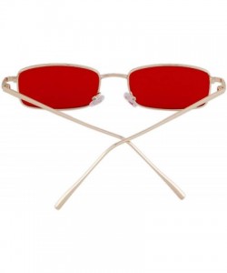 Square Vintage Sunglasses for Women Men Retro Rectangular Metal Frame Steampunk UV400 Lens - Red Gold - CA18W3R9N2S $12.66