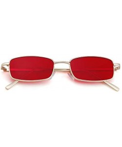 Square Vintage Sunglasses for Women Men Retro Rectangular Metal Frame Steampunk UV400 Lens - Red Gold - CA18W3R9N2S $12.66