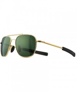 Rectangular Men's Military Style Polarized Pilot Aviator Sunglasses Bayonet Temples - 2020new-gold Frame/Green Lens - C018I4M...