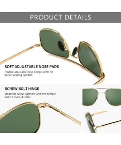 Rectangular Men's Military Style Polarized Pilot Aviator Sunglasses Bayonet Temples - 2020new-gold Frame/Green Lens - C018I4M...