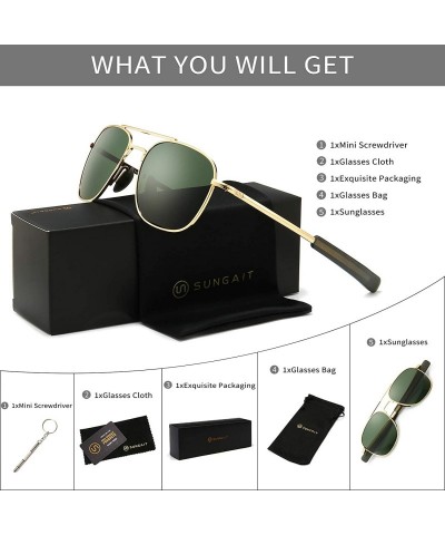 Men's Military Style Polarized Pilot Aviator Sunglasses Bayonet Temples ...