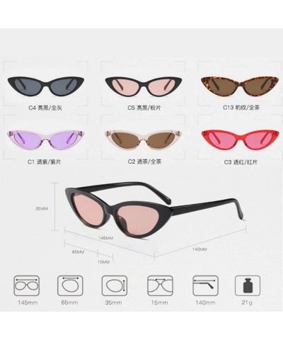 Goggle Cat Eye Small Sunglasses Small Narrow Oval Vintage Retro Mini eyewear - Leopard - CB18DW8GDD2 $8.47