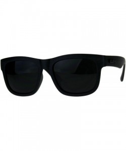 Rectangular KUSH Dark Black Lens Sunglasses Wood Textured Square Rectangular Frame - Black - CN18CKOX7NS $10.37