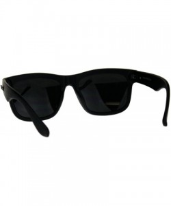 Rectangular KUSH Dark Black Lens Sunglasses Wood Textured Square Rectangular Frame - Black - CN18CKOX7NS $10.37