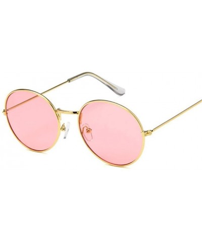 Goggle Retro Oval Sunglasses Men Women Vintage Metal Frame Sun Glasses Male Fashion - Gold Pink - CR194OHLQMX $19.51