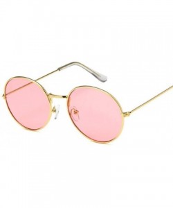 Goggle Retro Oval Sunglasses Men Women Vintage Metal Frame Sun Glasses Male Fashion - Gold Pink - CR194OHLQMX $19.51