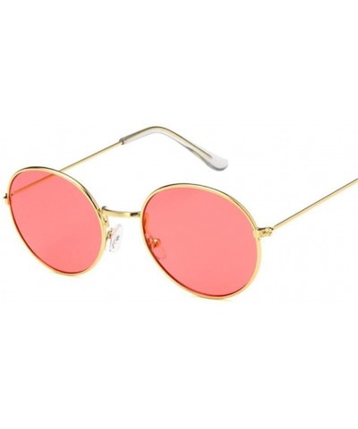 Goggle Retro Oval Sunglasses Men Women Vintage Metal Frame Sun Glasses Male Fashion - Gold Pink - CR194OHLQMX $19.51