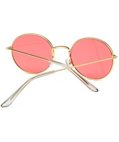 Goggle Retro Oval Sunglasses Men Women Vintage Metal Frame Sun Glasses Male Fashion - Gold Pink - CR194OHLQMX $19.51