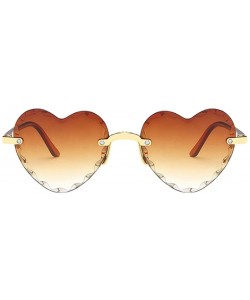 Shield Unisex Fashion Men Women Eyewear Casual Heart Shaped Frameless Sunglasses - C - C3190L5UGEZ $7.47