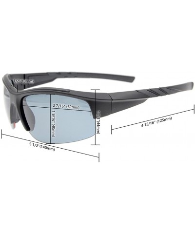 Rectangular Polycarbonate Polarized Sport Sunglasses Half Rimless TR90 Unbreakable - Silver/Grey Lens - CZ12N388ZXJ $19.20