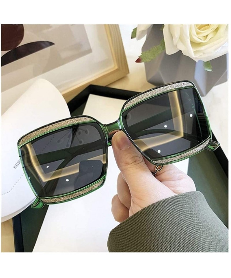 Oversized Shiny Frame Polarized Oversized Sunglasses for Women Thin Face Shades - Green - C81906G2DA8 $17.27