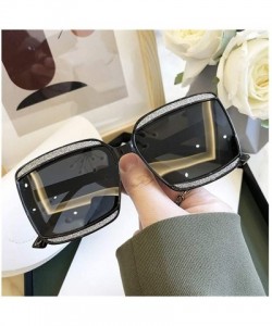 Oversized Shiny Frame Polarized Oversized Sunglasses for Women Thin Face Shades - Green - C81906G2DA8 $17.27