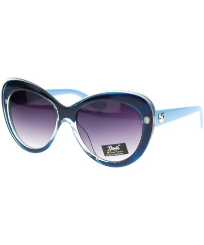 Cat Eye Womens Thick Plastic Cat Eye Designer Fashion Sunglasses - Blue - CM11P94CD9P $12.55