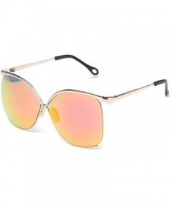 Wayfarer Outstanding Designed Frame Big Face Sunglasses For Women Young Fashion Stylish - Gold/Red - CC12FJ31F17 $19.24