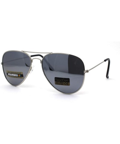 Aviator Air Force Polarized Silver Mirror Lens Police Style Cop Pilot Sunglasses - C411YMXBXKT $11.52