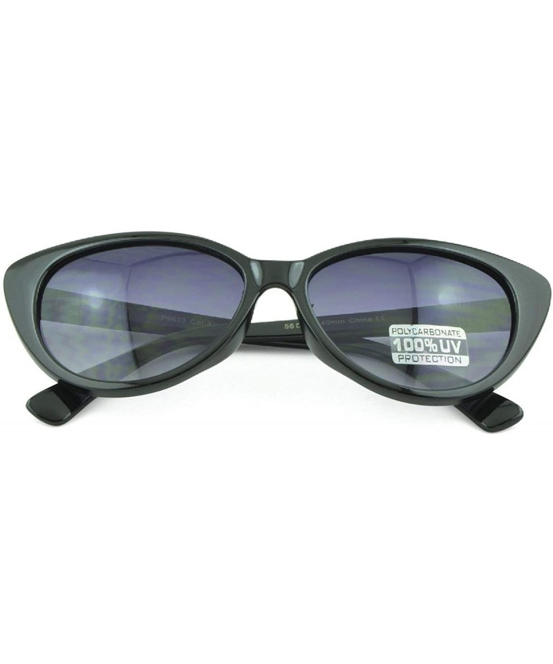 Cat Eye Women's Fashion Kitten Retro Cat Eye Sunglasses - Black - C4129KB5IAH $11.03