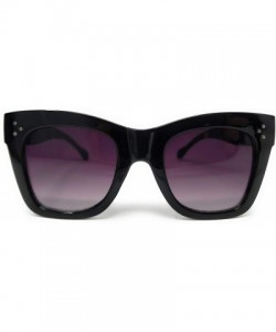 Cat Eye Chunky Cat Eye Horn Rimmed Sunglasses - Black - CC18YDKRXQQ $16.69