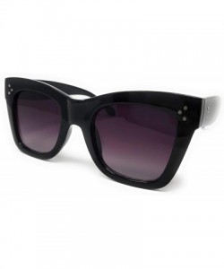 Cat Eye Chunky Cat Eye Horn Rimmed Sunglasses - Black - CC18YDKRXQQ $16.69