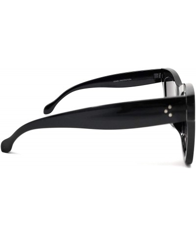 Cat Eye Chunky Cat Eye Horn Rimmed Sunglasses - Black - CC18YDKRXQQ $16.69