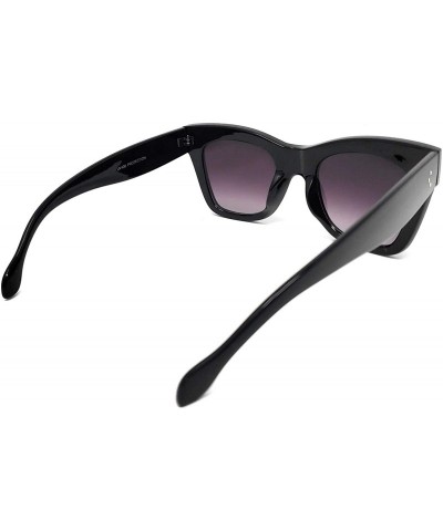 Cat Eye Chunky Cat Eye Horn Rimmed Sunglasses - Black - CC18YDKRXQQ $16.69