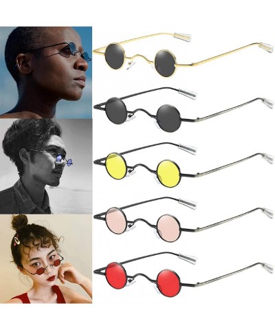 Round Unisex Vintage Round Flame Sunglasses Retro Small Circle Sunglasses Hippie Novelty Sunglasses Clout Goggle Shades - C91...