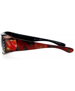 Wrap Polarized Rhinestone Sunglasses Fit Over Oval Rectangular Cover Sunglasses - Red Flower - C512GZDKWTL $17.51