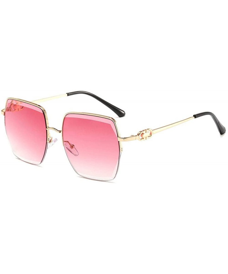 Square Sunglasses with Metallic Cut Edge and Large Square Frame for Ladies - 4 - CN198R09KXE $31.57