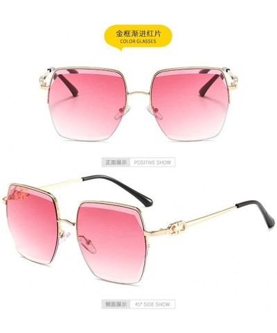 Square Sunglasses with Metallic Cut Edge and Large Square Frame for Ladies - 4 - CN198R09KXE $31.57