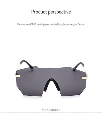 Rectangular Individual frame of all-in-one dazzling sunglasses for men and women - 0004 black Grey Lenses C1 - C618OEY6TUS $8.71