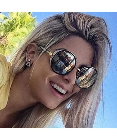 Goggle Gothic Steampunk Round Sunglasses Mujer Mirror Goggle Luxury Fashion Sun Glasses Women Vintage Oculos - CF198AIUTIC $2...