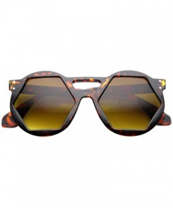 Oversized Hexagon Lens Round Cross Bridge High Fashion Sunglasses - Brown-tortoise Amber - CL11YLSDDFD $9.41