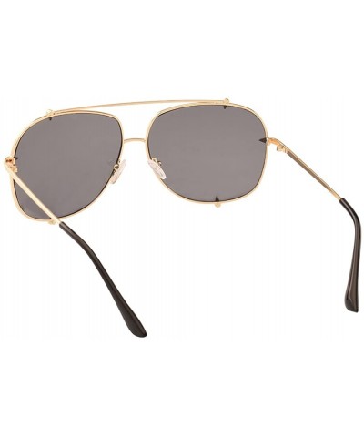 Oversized Men Aviator Driving Sunglasses Oversized Shades Retro Women Sun Glasses - Gold Frame Black - CQ1857G64MQ $11.70