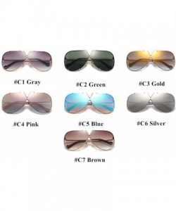 Oversized Luxury Rivet Pilot Sunglasses Women Men 2018 Oversized One Piece Sunglass Metal Big Frame Shades UV400 Oculos - C91...