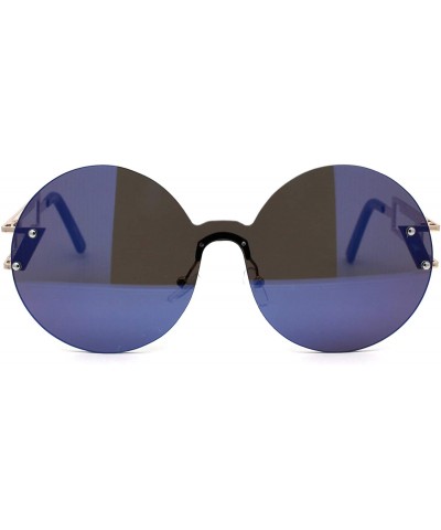 Shield Color Mirror Round Shield Retro Circle Lens Hippie Sunglasses - Blue - CJ185R6WGSW $9.46