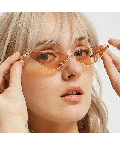 Cat Eye Narrow Cat Eye Vintage Sunglasses Women-Sexy Small Frame Shade Glasses - E - C51905ZQU5K $23.51