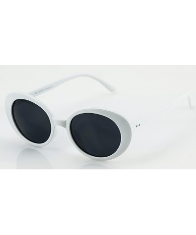 Goggle Bold Retro Oval Mod Thin Frame Sunglasses Clout Goggles with Round Lens - White - CD186ULNM7A $10.64