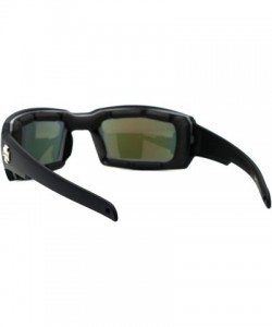 Wrap Foam Padded Goggle Sunglasses Shield Rectangle Wrap Around UV400 - Matte Black (Orange Mirror) - CL196233K85 $13.92