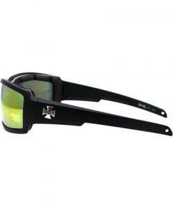 Wrap Foam Padded Goggle Sunglasses Shield Rectangle Wrap Around UV400 - Matte Black (Orange Mirror) - CL196233K85 $13.92