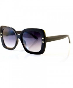 Oversized Oversize Retro Square Riveted Frame Sunglasses Smoke Gradient Lens A123 - Black/ Black Sd - CP18C36HE2Y $10.18