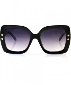 Oversized Oversize Retro Square Riveted Frame Sunglasses Smoke Gradient Lens A123 - Black/ Black Sd - CP18C36HE2Y $10.18